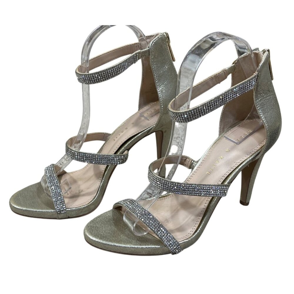 Kelly & Katie Courtnee Gold Rhinestone Sandal Strappy Size 7 High Heel